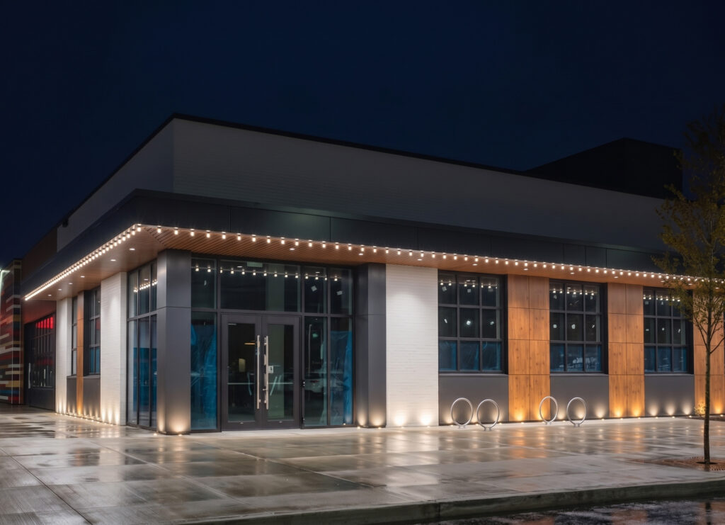 Commercial permanent exterior lighting on a storefront