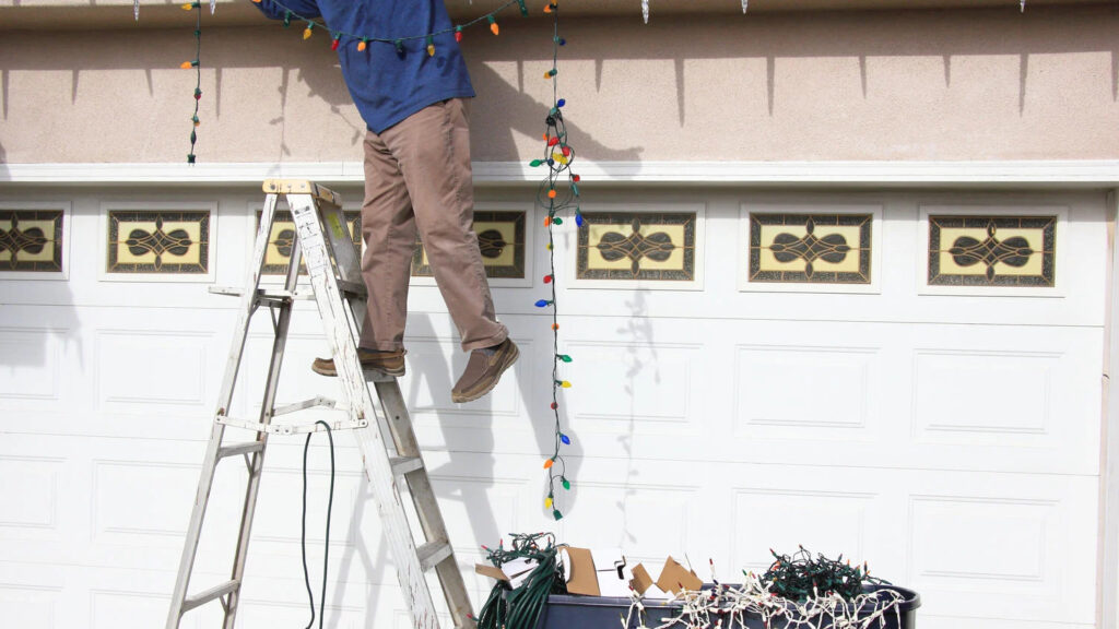 Comparison to traditional ladder holiday light installation